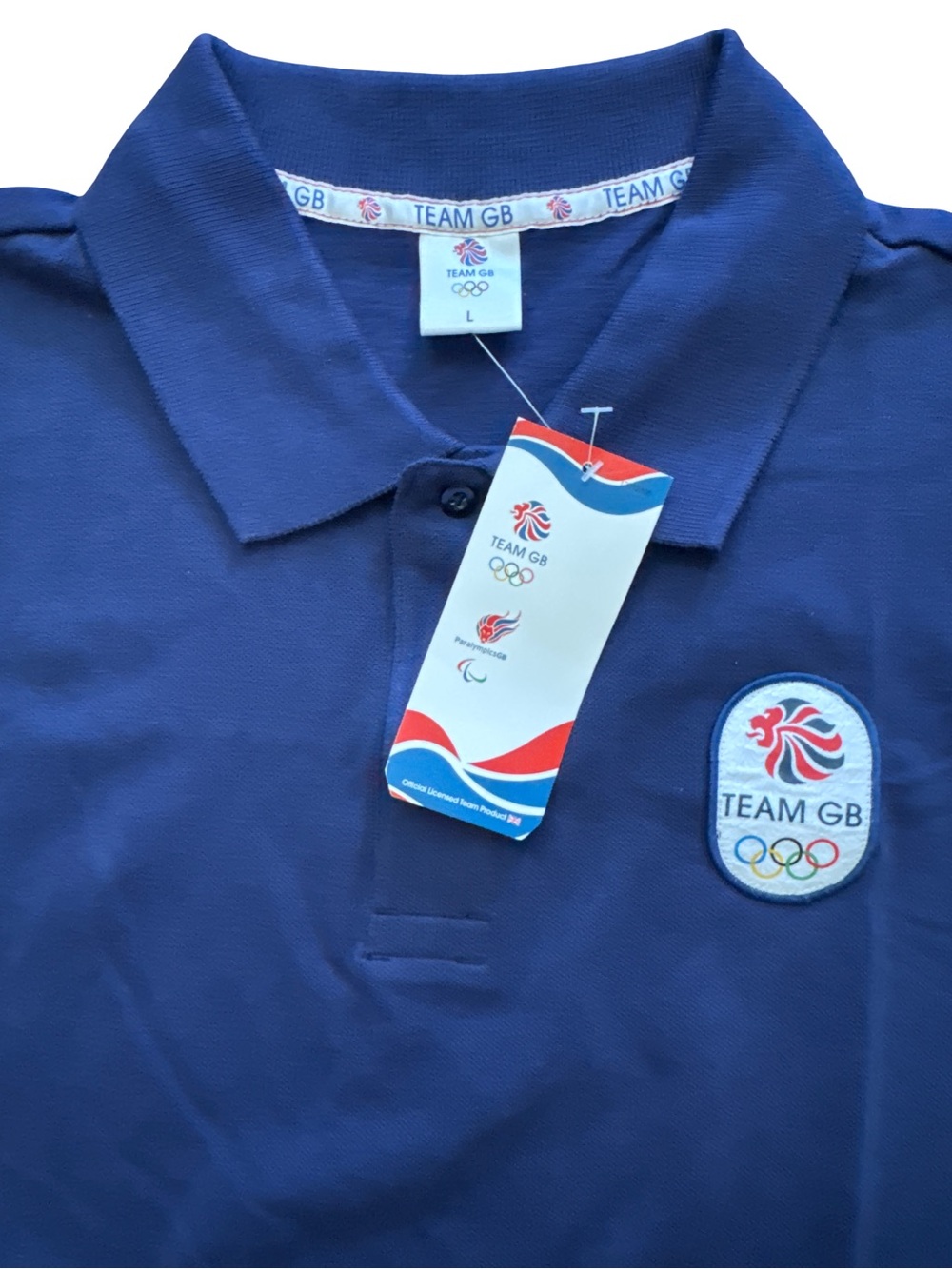 London 2012 Olympic Team GB Great Britain Dark Blue Polo Shirt Size L Men’s NWTS
